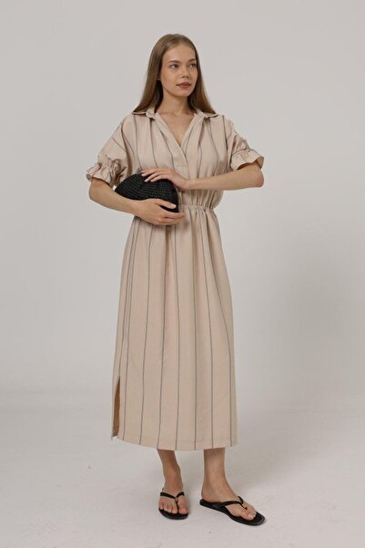 pazarella Elastic Waist Dress - Stone