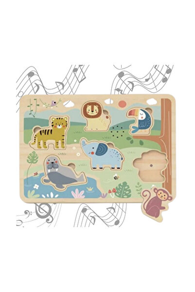 Tooky Toy Puzzle interactiv din lemn cu animale