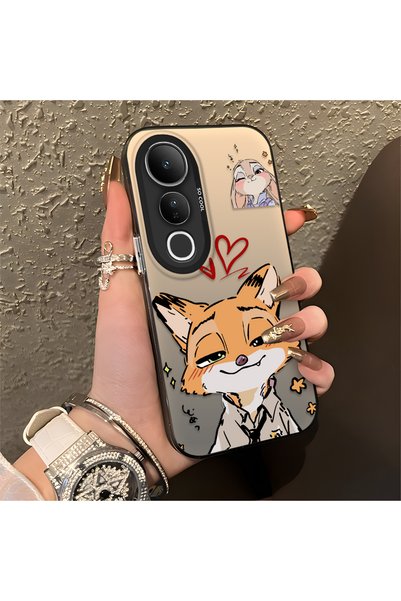 CHICASELUX Vivo V50 Lite 4G/5G Compatible Heart-Themed Fox Rabbit Printed Cas...