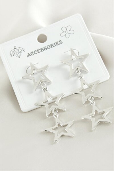 ZERO LAND Spt-Gld Star Metal Earrings - (84503) Silver Color