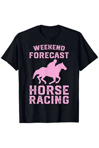 29CUN تي شيرت بطبعة "Weekend Forecast: Horse Racing" - تصميم مريح، أكمام قصير...