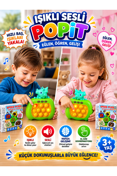 Erzi Işıklı Sesli Popit – Hafıza ve Refleks Geliştirici Eğitici Oyun