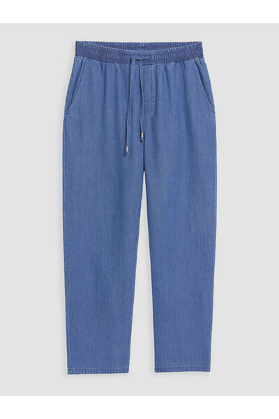LC Waikiki Blue Elastic Waist Slim Mom Women's Jean Trousers