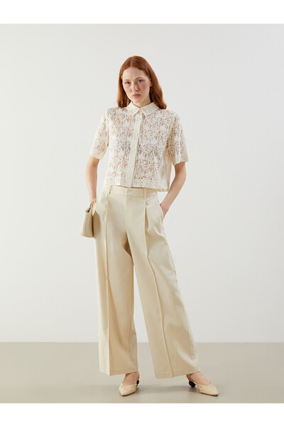 LC Waikiki Beige Loose Fit Wide Leg Women's Trousers