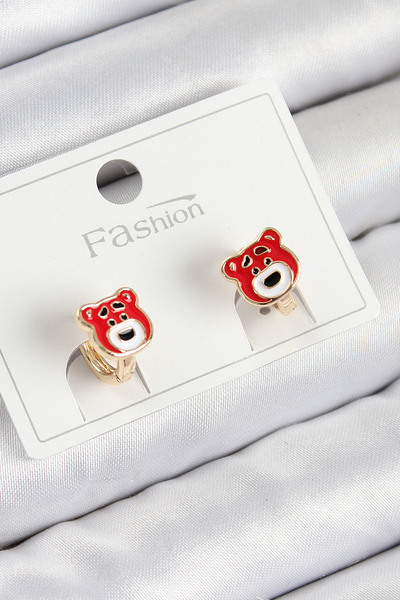 DMR Elegance Brass Teddy Bear Model Gold Color Children's Earrings
