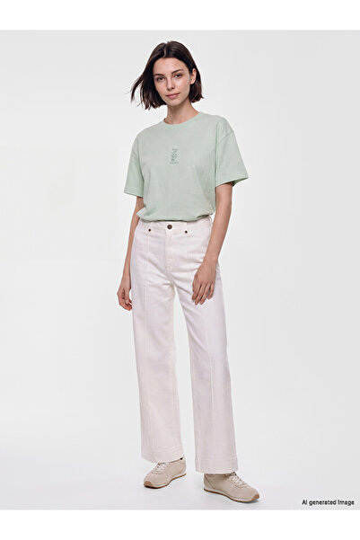 LC Waikiki Ecru Wideleg Women's Jean Trousers