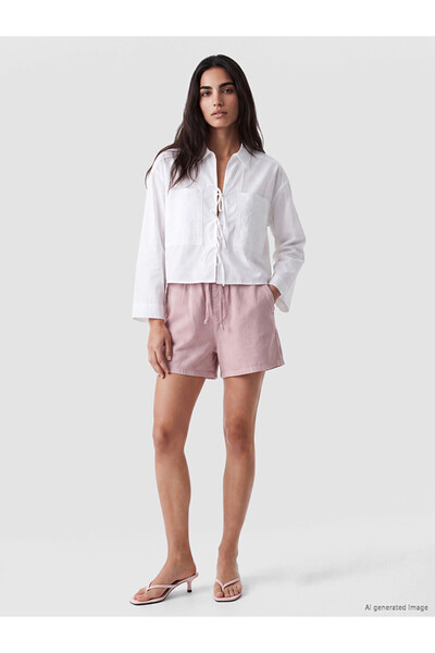 LC Waikiki Pink Women's Jean Shorts with Elastic Waist