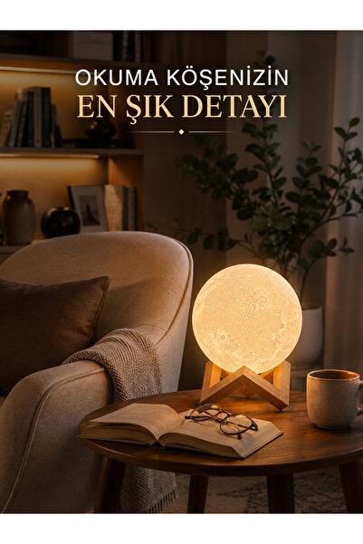 Genel Markalar Modern Tasarımlı 3D Ay Lambası Yatak Odası ve Salon Dekoru