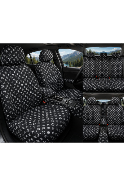 VEMAKS toyota renault araç için baskılı koltuk kılıfı beyaz