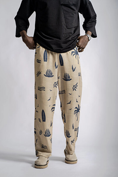 FıttingRoom Elastic Waist Pipe Leg Patterned Trousers