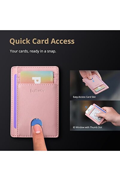 Buffway محفظة رجالية نحيفة مزودة بتقنية حجب RFID، محفظة جلدية صغيرة للرجال مع...