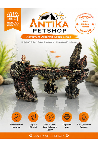 Antikapetshop Akvaryum Dekoratif Köprü & Kale Figürü