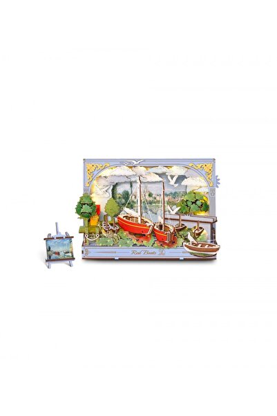 ROWOOD 3D Пъзел Червени лодки, ROWOOD, Дърво, 219 части