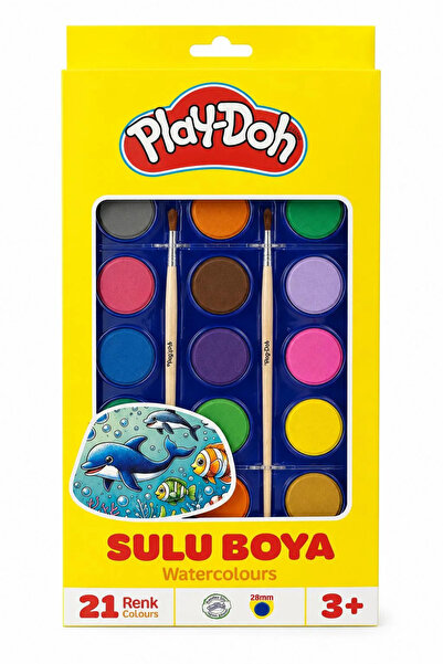 Play Doh Play-Doh 21 Renk Sulu Boya 28 mm | Canlı Renkler Tablet Sulu Boya Se...