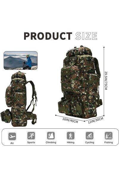 GENERAL King'sGuard Men 100l Camping Hiking Backpack 100L Camping Hiking Back...