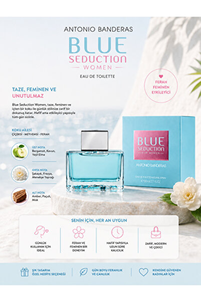 Antonio Banderas Blue Seduction Women EDT 80 ml – Ferah Meyvemsi Çiçeksi Kadı...