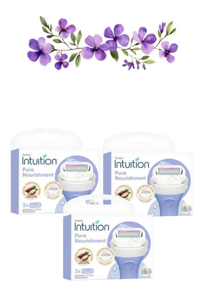 Schick Intuition 3 قطع من شفرات الحلاقة النسائية Pure Nourishment، عبوة من 3 قطع