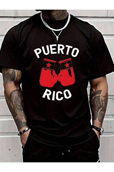 kai22 Men's Puerto Rico Graphic-Shirt -%, Casual Crew Neck Tee With Bold 'PUE...