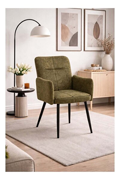 N.zone Modern Chair Upholstered in Luxurious Fabric with Side Arms and Black ...