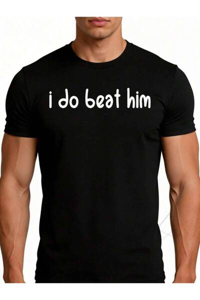 4Car تي شيرت رجالي بطباعة جرافيكية بعبارة "I Do Beat Him" - تي شيرت بياقة مست...