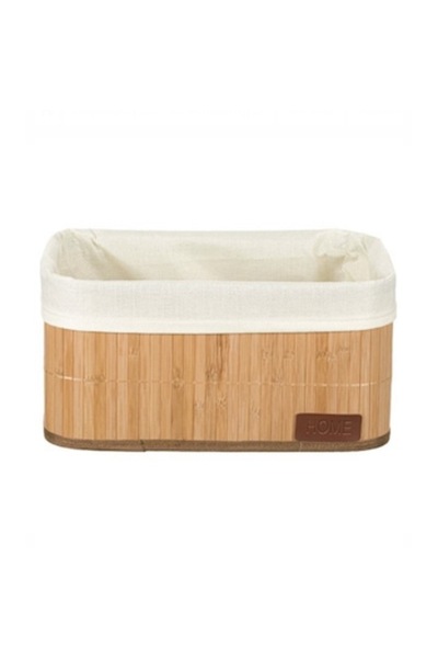 YUPY ® Storage basket, bamboo wood, in color with beige fabric lining, 32 x 2...