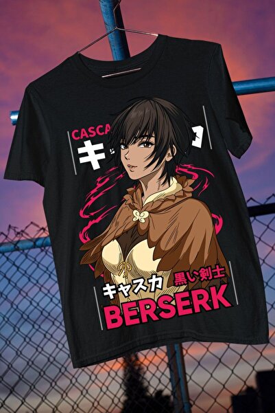 classy moda Tricou negru oversize unisex cu imprimeu cu personaje anime