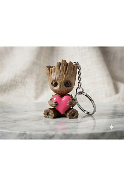 Genel Markalar Marvel Baby Groot Kalpli Anahtarlık - Baby Groot Heart Keychain Charm