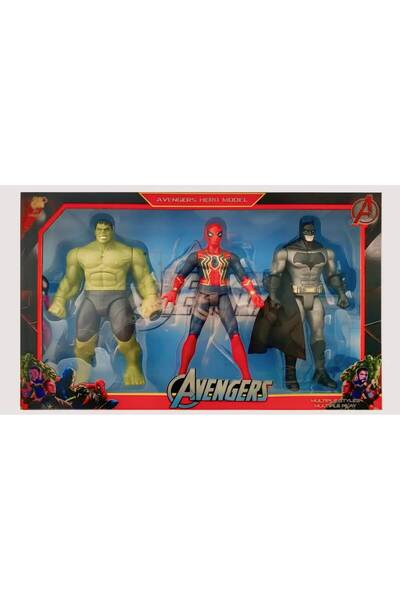 tinytoys Örümcek adam Hulk Batman Kutulu 3-lü Büyük Boy Karakter Seti Figürlü...