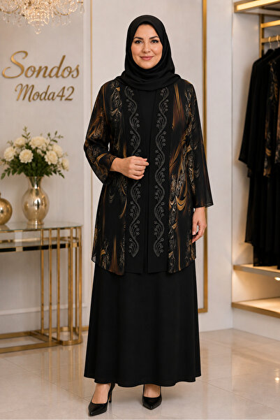 Sondos Moda42 Hesna Defne Σετ Γυναικείο Βραδινό Φόρεμα με Σιφόν Σακάκι με Σχέ...