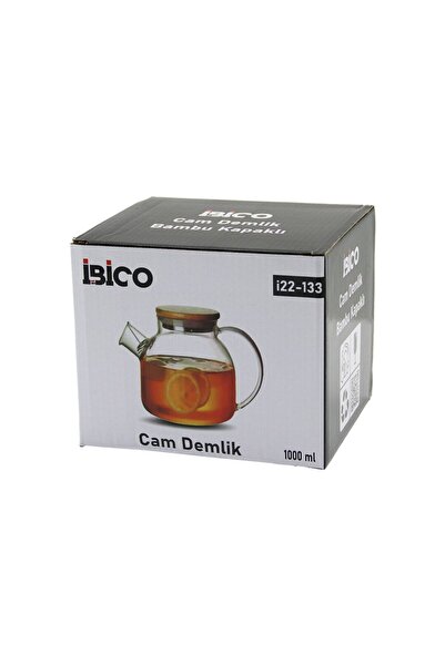 Marsilyan 1000ml Plain Glass Teapot Bamboo Exterior - Metal Interior - Silico...