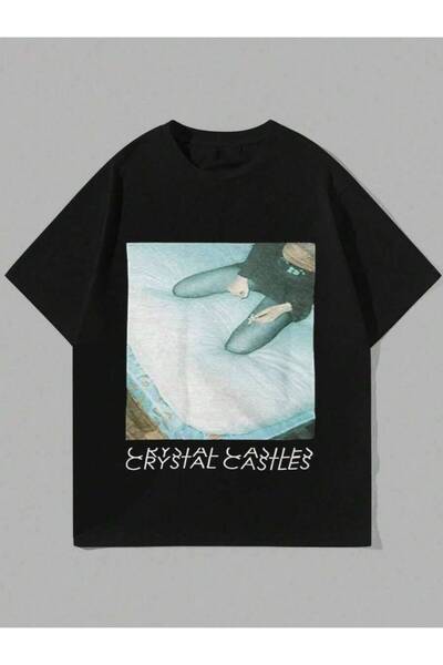 NOURAM تي شيرت أسود من Crystal Castles Band Big Deer تي شيرت قطني برقبة دائري...