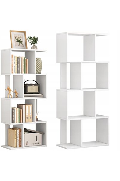 Rebiko Bibliotecă deschisă albă, raft, dulap, bibliotecă, loft modern, 140cm