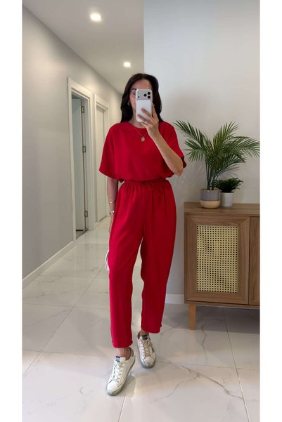 BİRCANÇİL Morena Red Short Sleeve Modal Set
