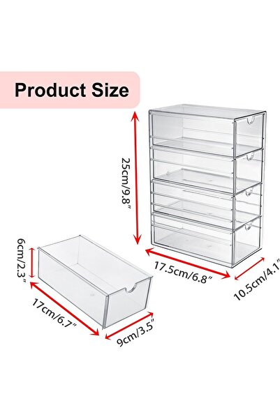 STARSTAR Transparent hair accessory storage box with 4 drawers; suitable for ...