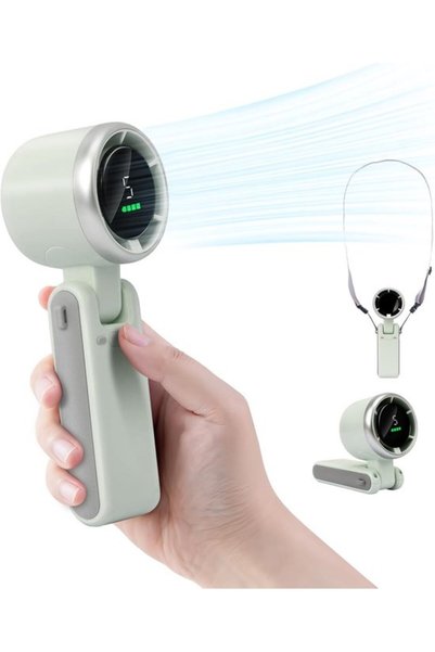 Morvena Picks Ventilator de mână Turbo 3600 mAh, afișaj LED, reglabil la 180°...