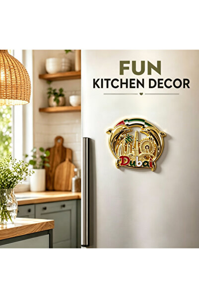 ARIANA Dubai Souvenir Metal Fridge Decor with Burj Khalifa & Palm Tree, High-...
