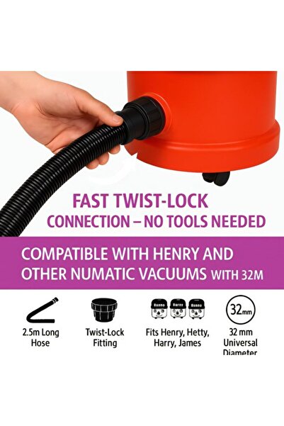STARSTAR 2.5 m Replacement Hose Henry & Hetty Vacuum Cleaners Universal Parts...