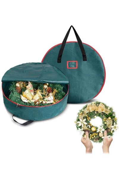 STARSTAR 2-Piece Pack Christmas Wreath Storage Container Bags with Reinforced...