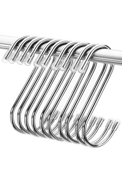 STARSTAR Pack of 10 S-hooks, 8cm heavy-duty stainless steel S-hooks, suitable...