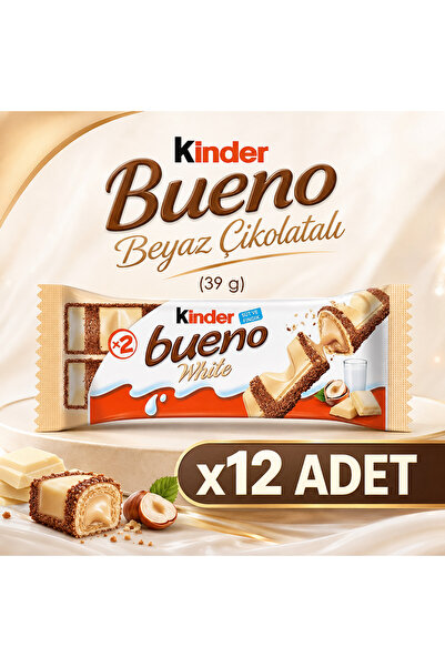 Kinder Bueno Beyaz Çikolatalı (39 g) x12 Adet