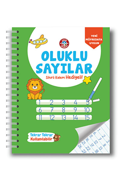 Çocuk Akademi Oluklu(Kabartmalı) Sihirli Uçan Kalemli - Harfleri Sayıları ve Çizmeyi Öğreten 3'lü Alıştırma Kitabı