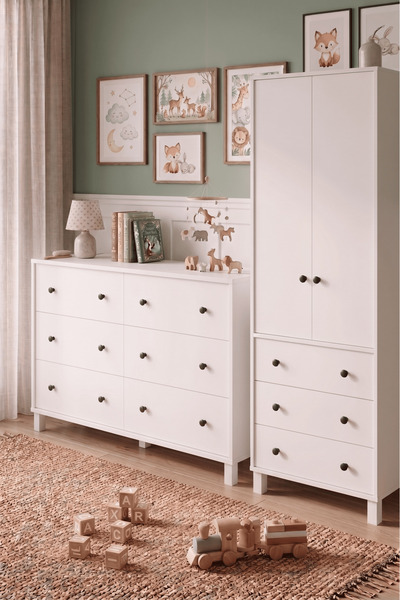 Robin Home Lena Bebek Çocuk Odası Takımı Geniş Şifonyer ve Gardrop Gardırop E...