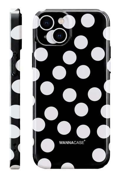 WANNACASE iPhone 15 Black Polka Dot Essential Slim Full Covering Glossy Print...