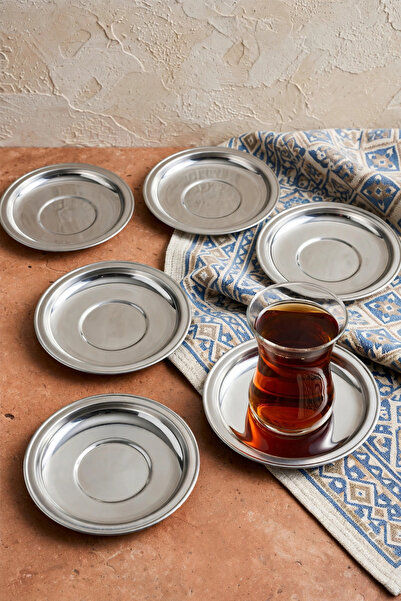 ÖzSa Home 12-Pack Royal Economic Stainless Steel Tea Plate 10cm