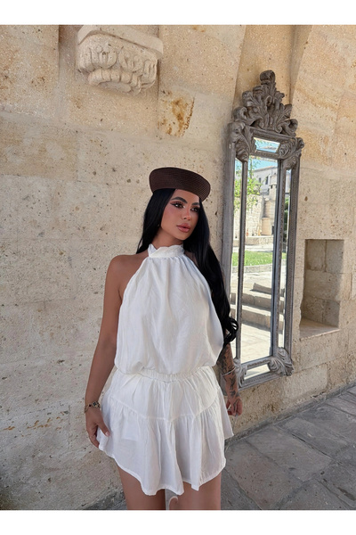 kırmızı butiks White Backless Skirted Strawberry Set