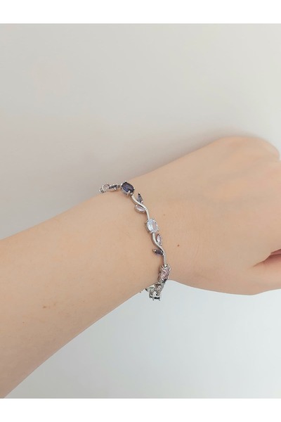 bijoux uniques Zircon Stone Waterway Leaf Flower Ivy Steel Bracelet