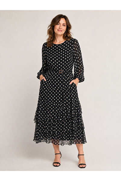 Lissmore 50% Viscose 50% Modal Lined Dress with Side Pockets, Polka Dots and ...