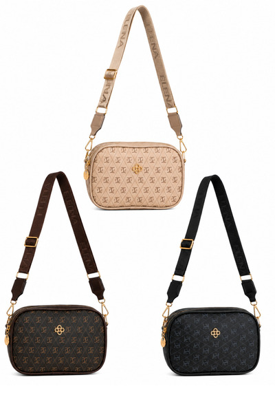 NEWISH POLO ACCESSORIES Дамски комплект от 3 части: десенирана чанта за рамо ...