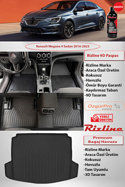 Rizline Renult Megane 4 Sedan 2016-2023 Premıum Havuzlu Paspas ve Premıum Bag...