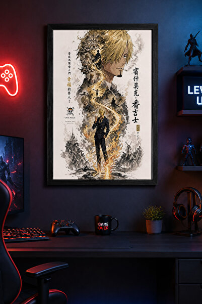 Charmbi Poster înrămat din lemn Sanji, pictură de perete cadou, imprimare pre...